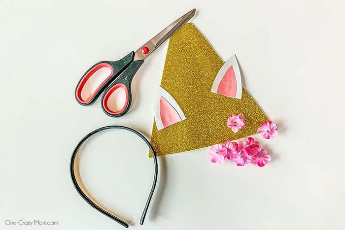 Supplies cut into pieces for craft.