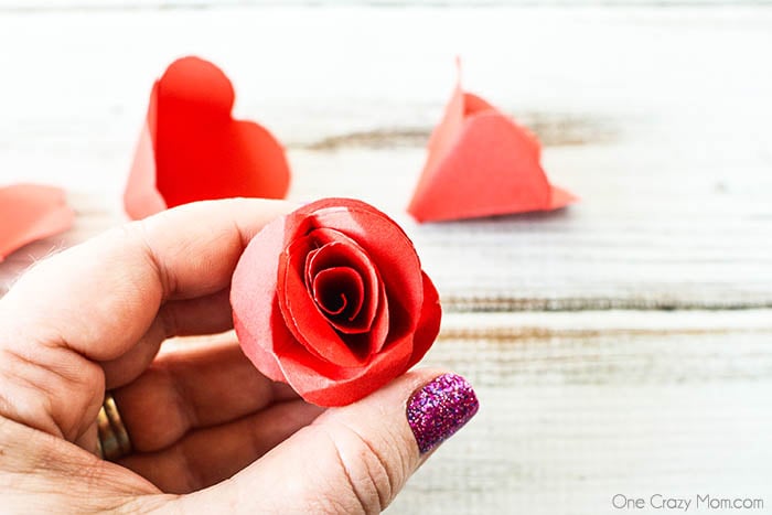 Rose formed with layers.