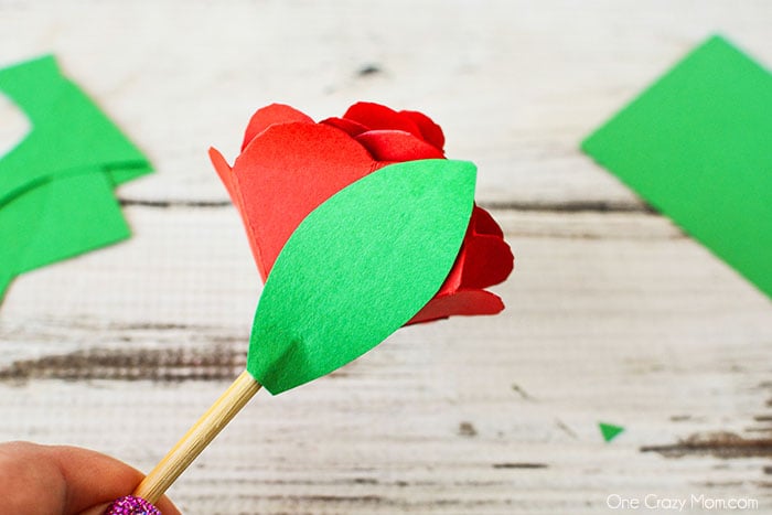 Leaf attached to flower.