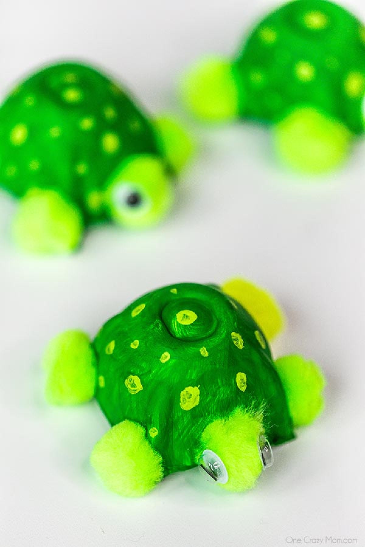Turtles made out of egg carton.