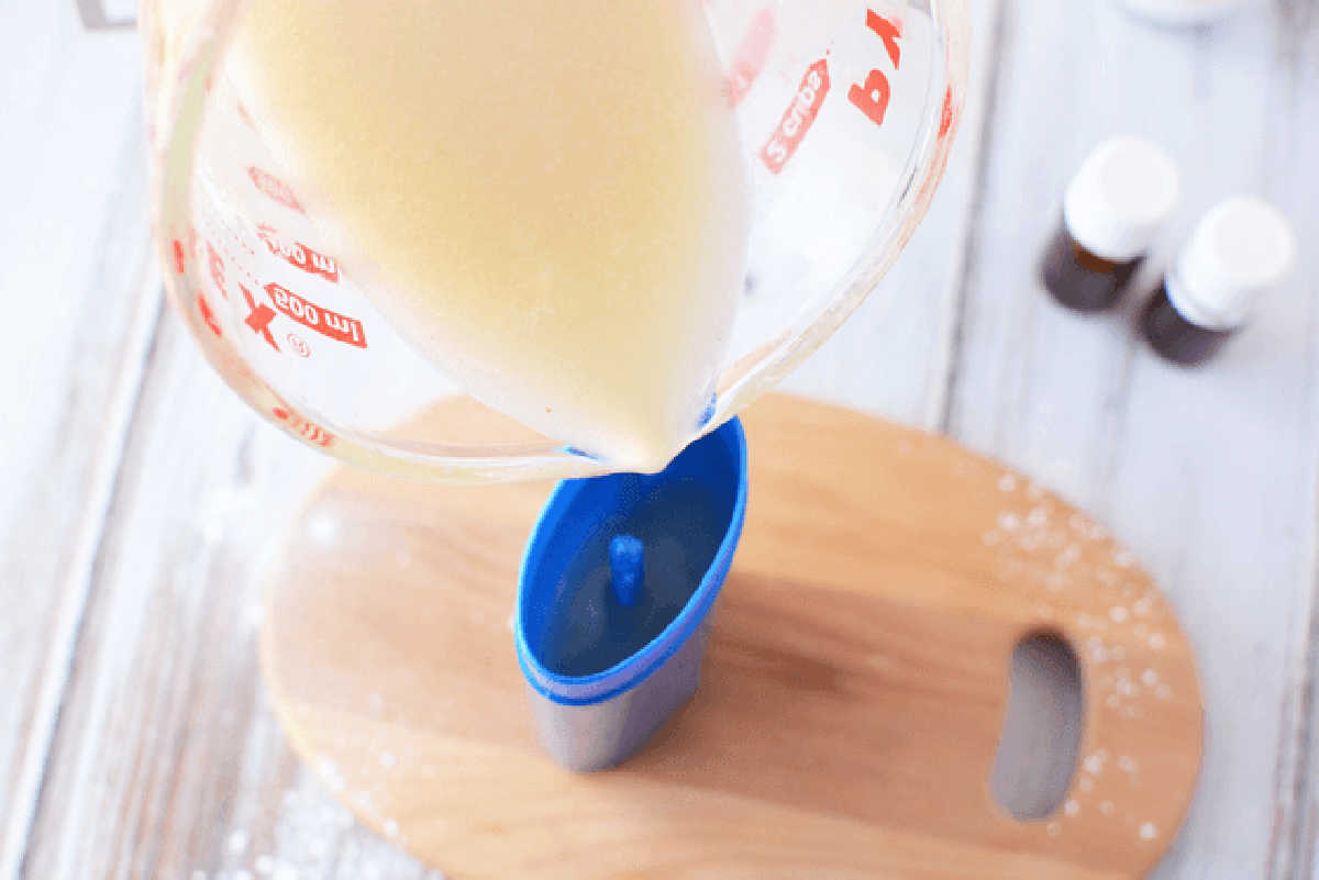 Mixture poured into deodorant container.