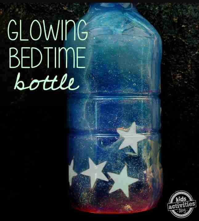 Glowing sensory bottle with stars.