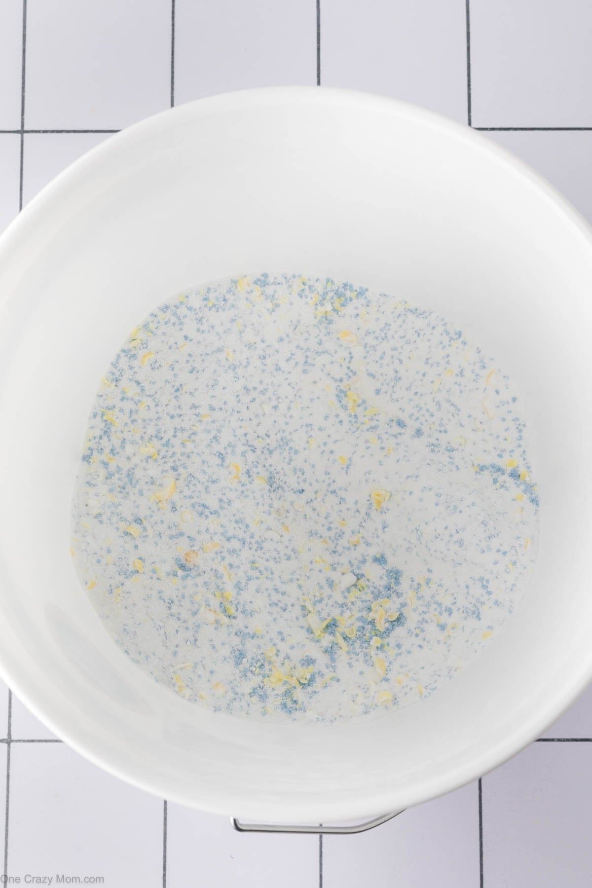 Container with ingredients combined together.
