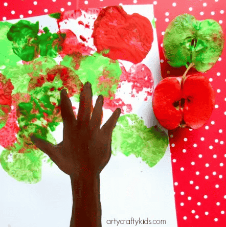 Handprint apple tree craft.