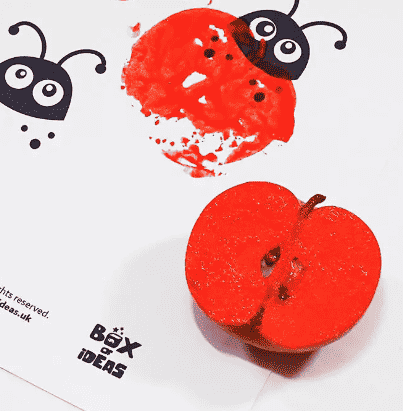 Apple stamping to make bugs.