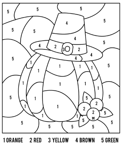 Pumpkin color by number sheet.