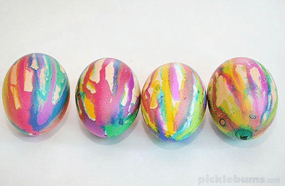 Drip dyed Easter eggs.
