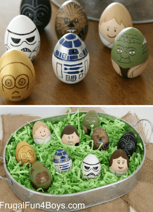 Star Wars eggs in basket.