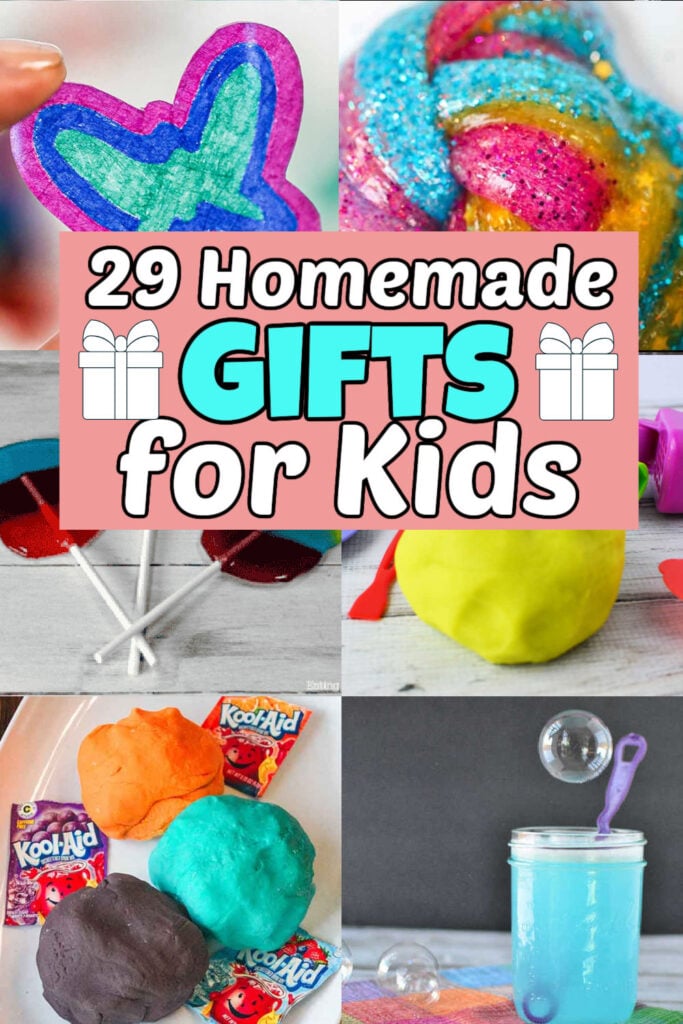 These homemade gifts for kids of all ages are easy to make, budget friendly and kid approved. 29 homemade gift ideas for kids they will enjoy. These fun ideas are perfect for Christmas, birthday gifts or any time of year. #onecrazymom #homemadegiftsforkids #diygiftsforkids