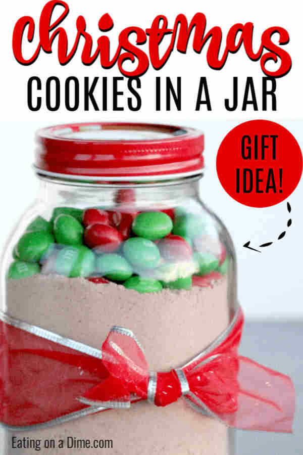 Cookie mix in a mason jar.