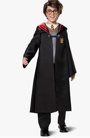 Child in Harry Potter costume.