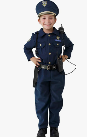 Police officer costume on a boy.