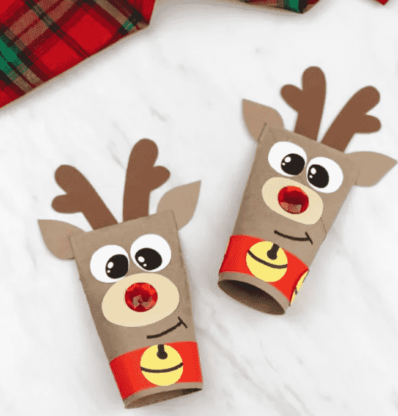 Reindeer craft on the counter.