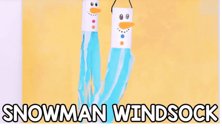 Snowman windsock hanging up.