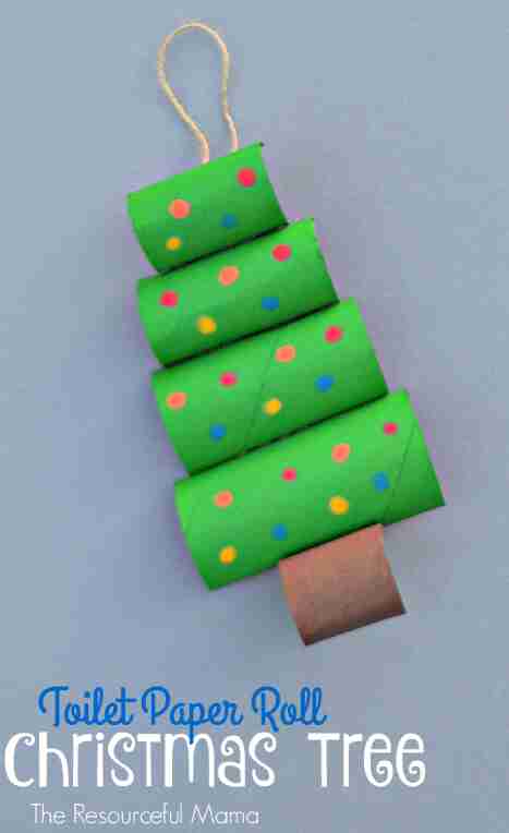 Hanging paper roll Christmas tree.