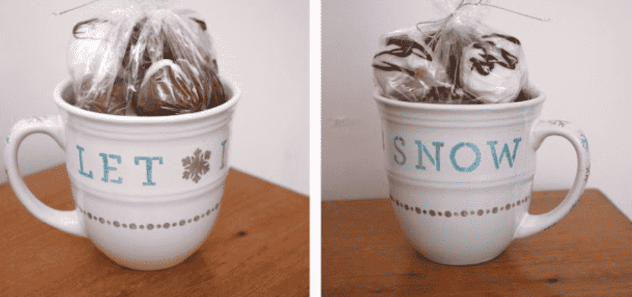 Holiday mug with candy.