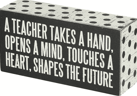 Distressed wood teacher sign.
