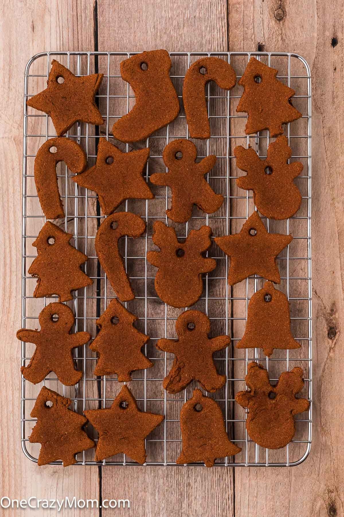 Cinnamon Ornaments on cooling rack.
