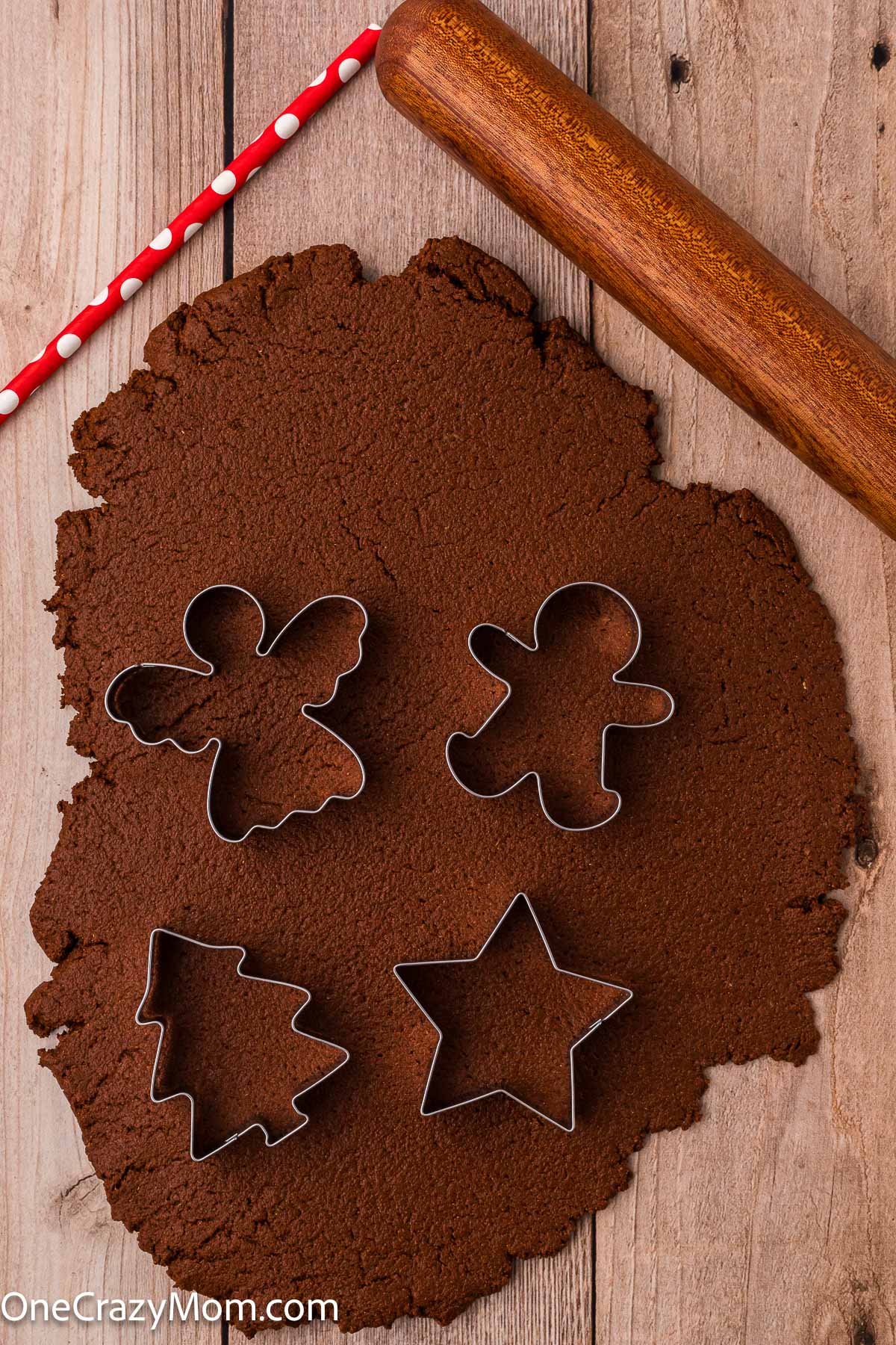 Cookie Cutters on top of dough.
