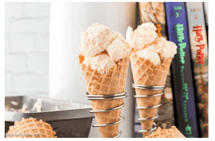 Cones of butterbeer ice cream
