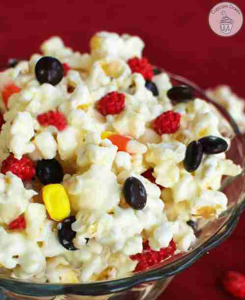 Gryffindor Popcorn in a bowl.