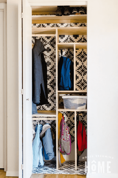DIY Coat shelving in closet.