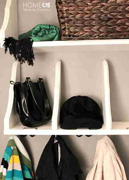 Flipped shelves on closet wall.
