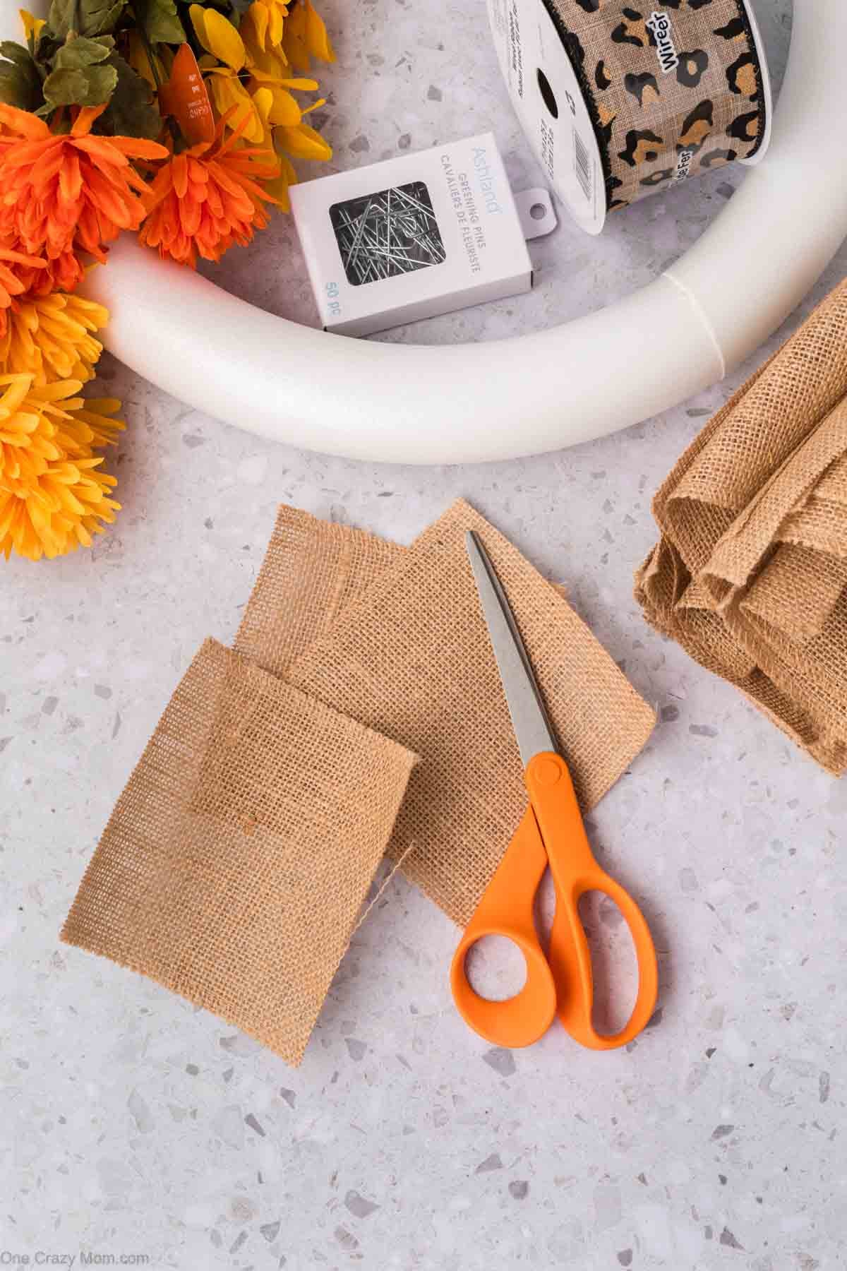 Burlap cut into squares.