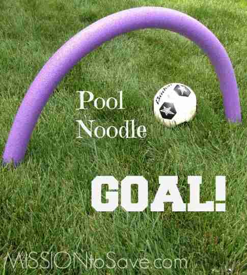 Pool noodle soccer goal.