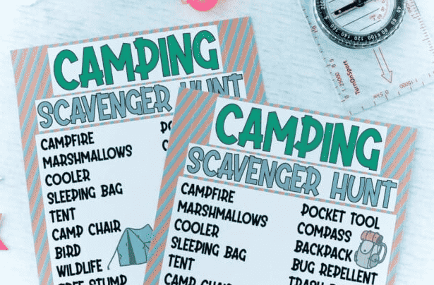 Camping scavenger hunt printable.