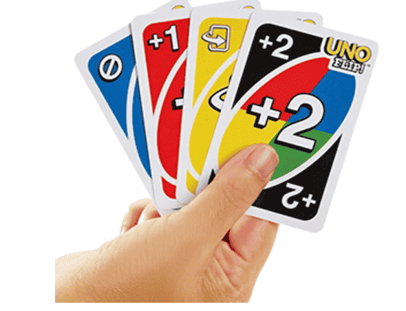 Uno Flip Cards in someone's hand.