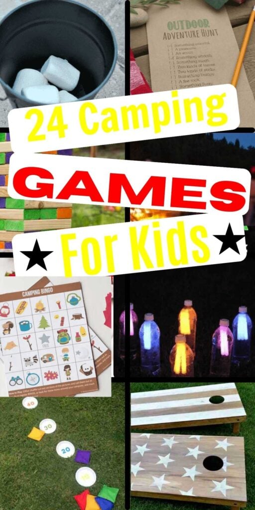 Try these Fun Camping Games for Kids to make your next camping trip even more fun. 24 family camping games that are a blast to play for everyone. Camping games for kids, adults and teens. #onecrazymom #campinggames #campinggamesforkids