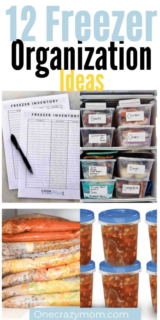 Are you tired of not being able to find anything in the freezer? Get your freezer space in order with these 12 Freezer Organization Ideas. Learn the best way to organize freezers and small spaces with storage bins, cardboard boxes and more DIY. Find ideas for top freezers, side freezers and chest freezers. #onecrazymom #freezerorganization