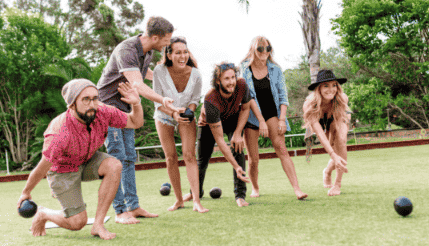 People playing lawn bowling.