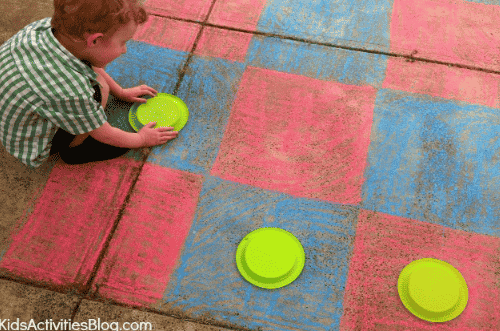Checkers on the sidewalk.