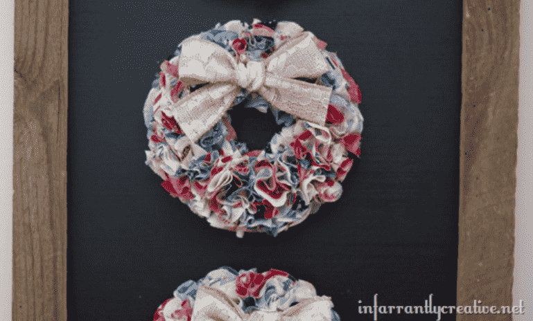 Ruffled wreath with bow.
