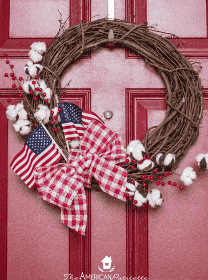 American Flag wreath with bow.