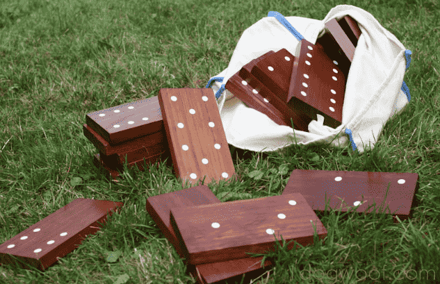 Giant Dominoes in the yard.