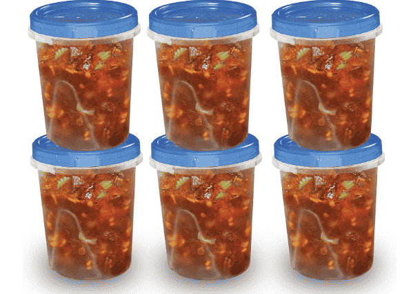 Plastic food containers.