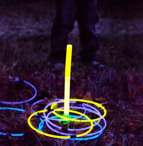 Ring toss with glow sticks.