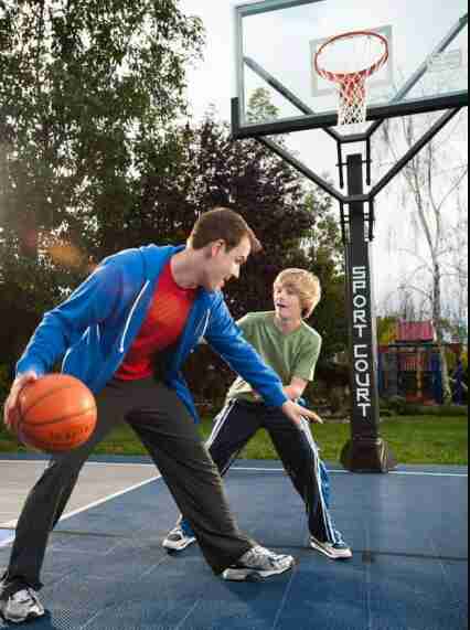 People playing basketball.