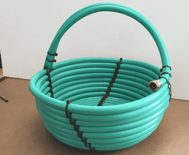 Basket made out of water hose.