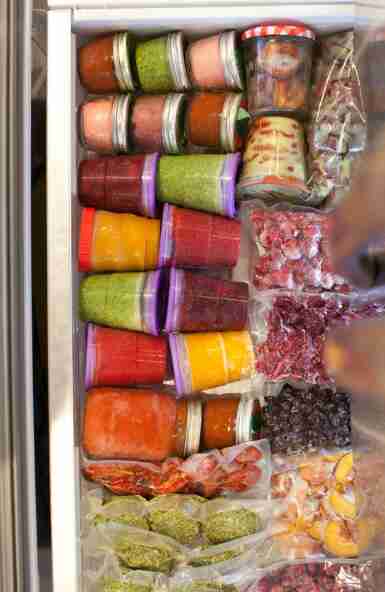 Jars in the freezer.