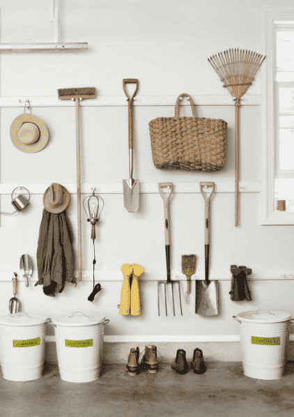 Peg rack with tools.