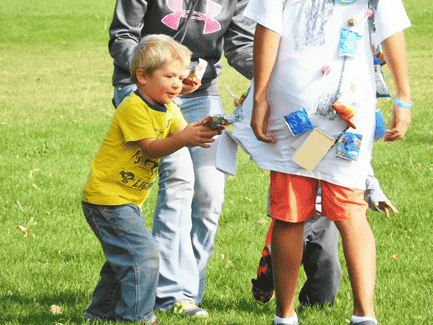 Pinata chase in the field.