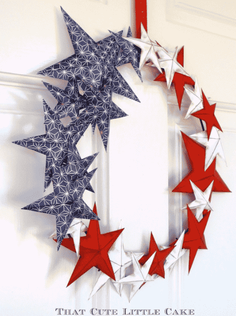 Star wreath attached to wire.