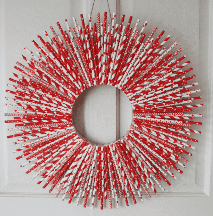 Wreath made out of straws.