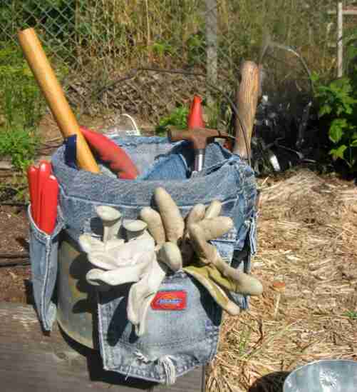 Garden caddy with tools.