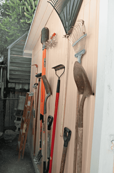Tool organizer using nails.