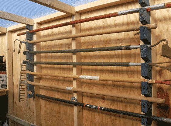Garden tool rack.